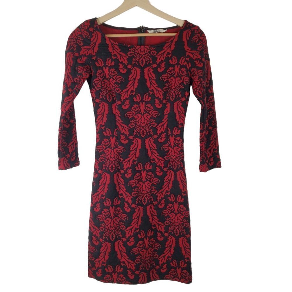BB Dakota Sheath Dress Women XS Red Black Goth Vampire Victorian Quilted Costume